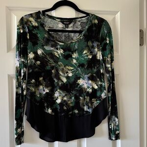 Simply Vera Vera Wang Floral Blouse - Green and Black